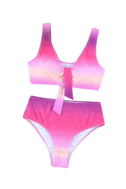 Two-Piece Pink & Purple Gradient Swimsuit