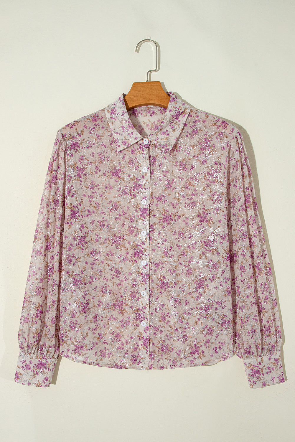 Long Sleeve Floral Print Button-down Top