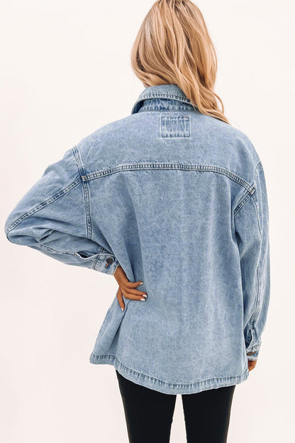 Long Sleeve Button-down Denim Jean Shirt