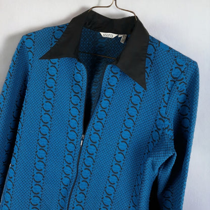 Stera Blue Snakeskin Zip Front Blazer Jacket