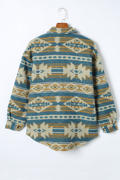 Long Sleeve Southwest Aztec Print Button Down Jacket