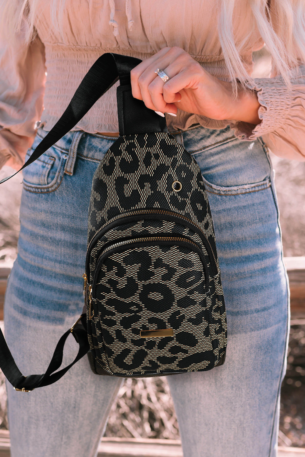 Faux Leather Leopard print Sling Bag