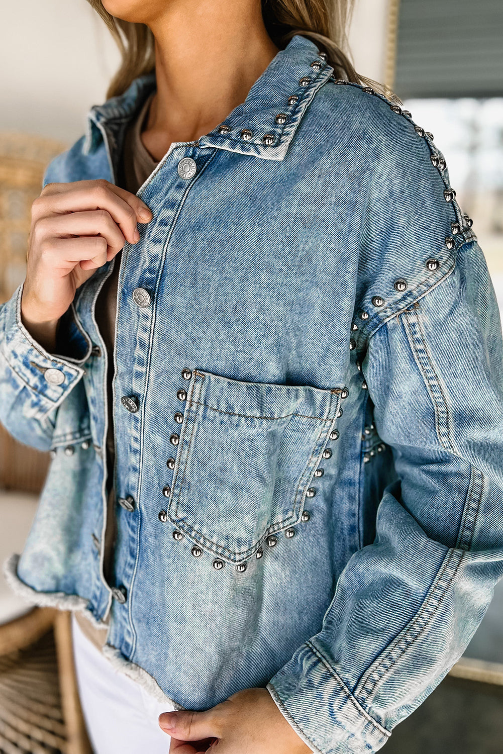 Long Sleeve Button-down Denim Jean Jacket