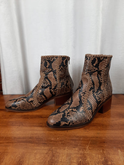 Chelsea & Violet Genuine Leather Snakeskin Boots