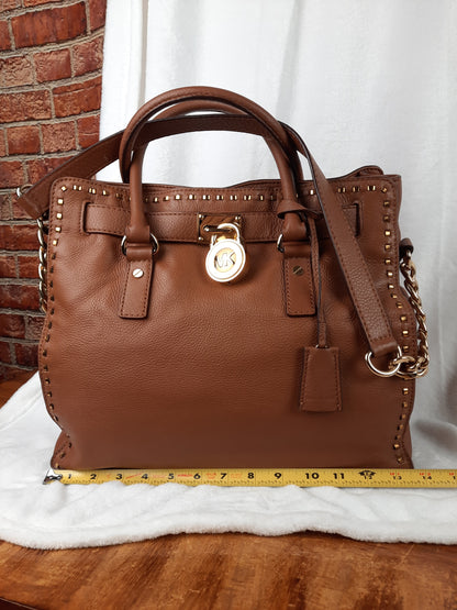 Michael Kors Genuine Leather Hamilton Satchel Bag