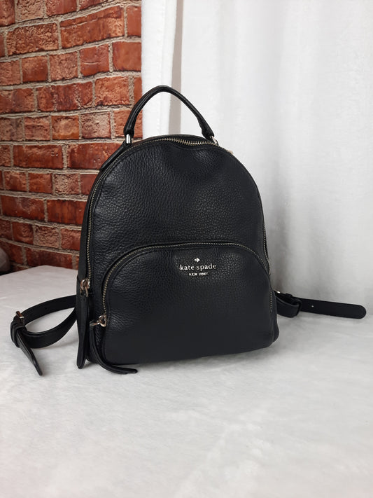 Kate Spade New York Black Mini Backpack Pebbled Leather Zipper Closure