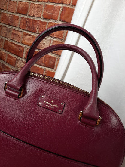 Kate Spade Grove Street Carli Plum Genuine Leather Dome Satchel Bag