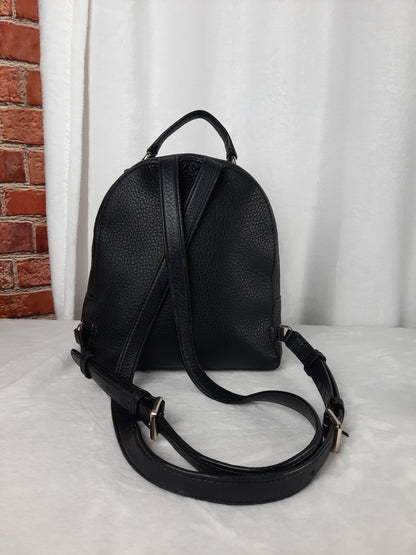 Kate Spade New York Black Mini Backpack Pebbled Leather Zipper Closure