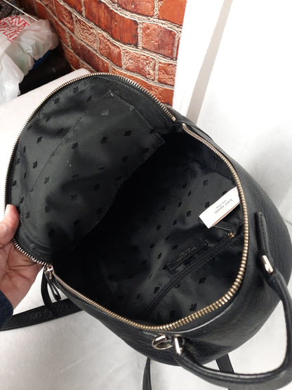 Kate Spade New York Black Mini Backpack Pebbled Leather Zipper Closure