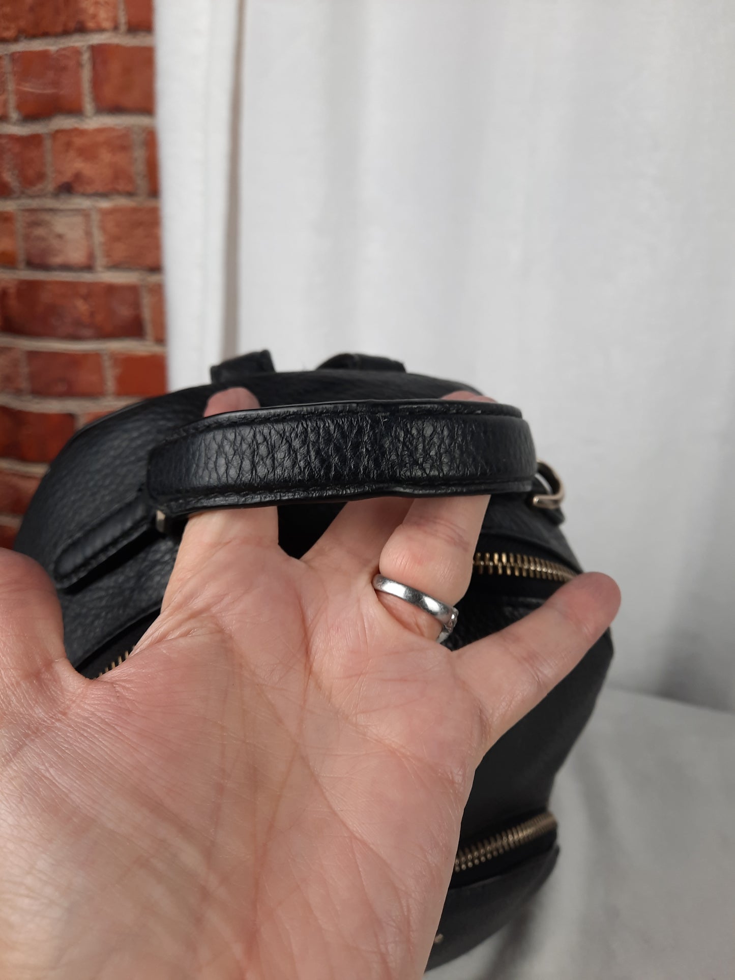 Kate Spade New York Black Mini Backpack Pebbled Leather Zipper Closure
