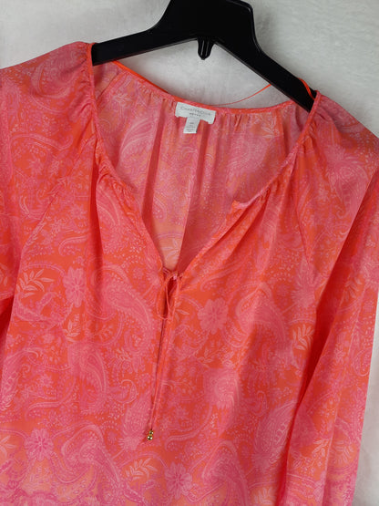 Charter Club Orange And Pink Paisley Print Top