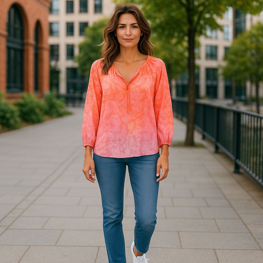 Charter Club Orange And Pink Paisley Print Top