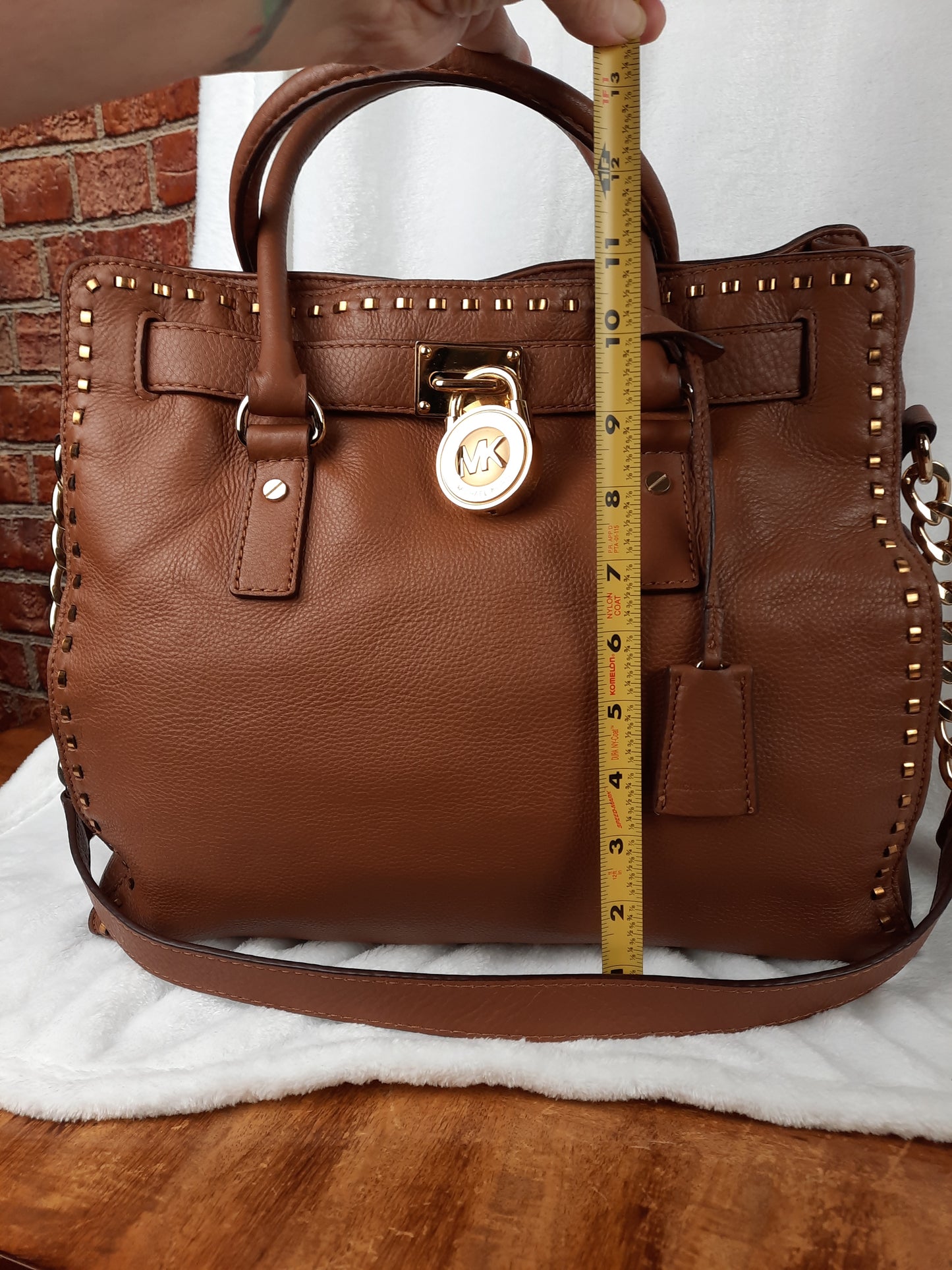 Michael Kors Genuine Leather Hamilton Satchel Bag