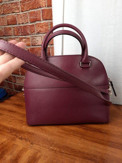 Kate Spade Grove Street Carli Plum Genuine Leather Dome Satchel Bag