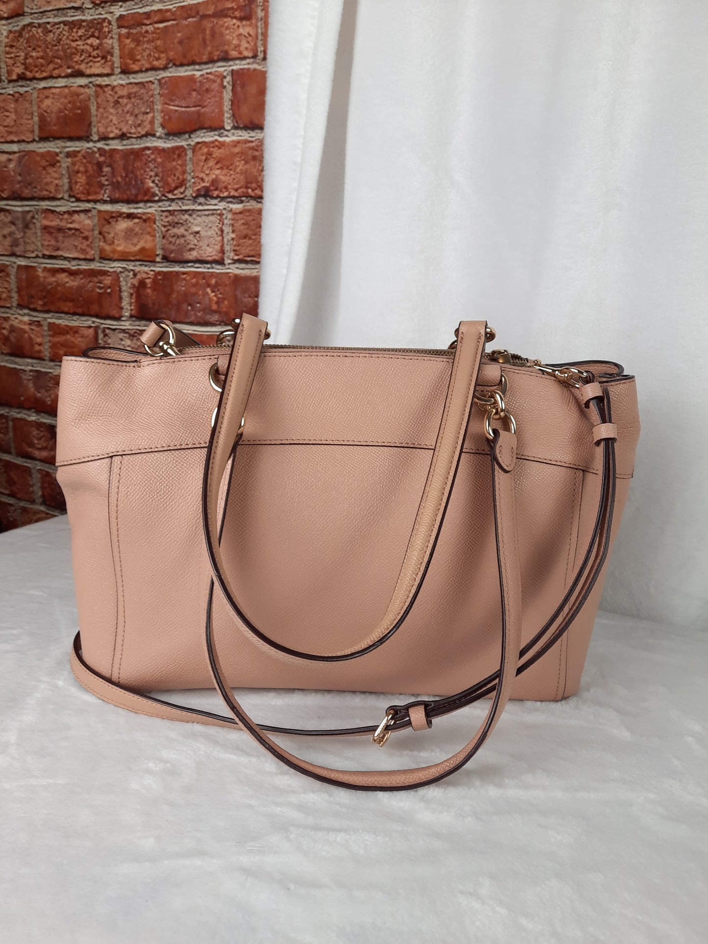 Coach Genuine Leather Brooke Carryall Shoulder Bag