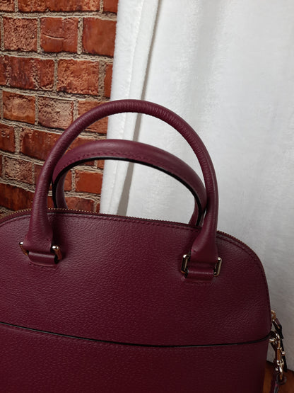 Kate Spade Grove Street Carli Plum Genuine Leather Dome Satchel Bag