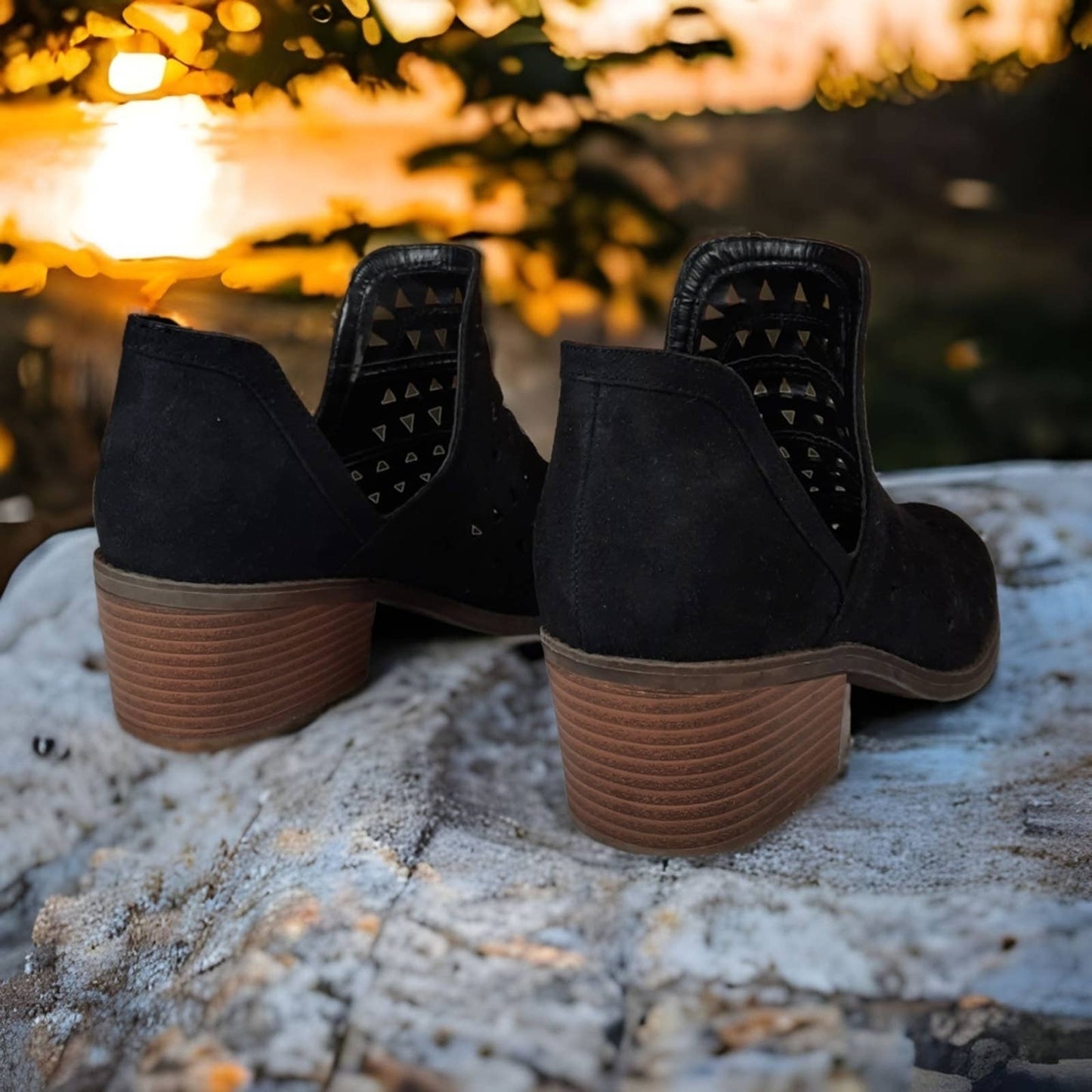 Fergalicious Faux Suede Cut-out Booties