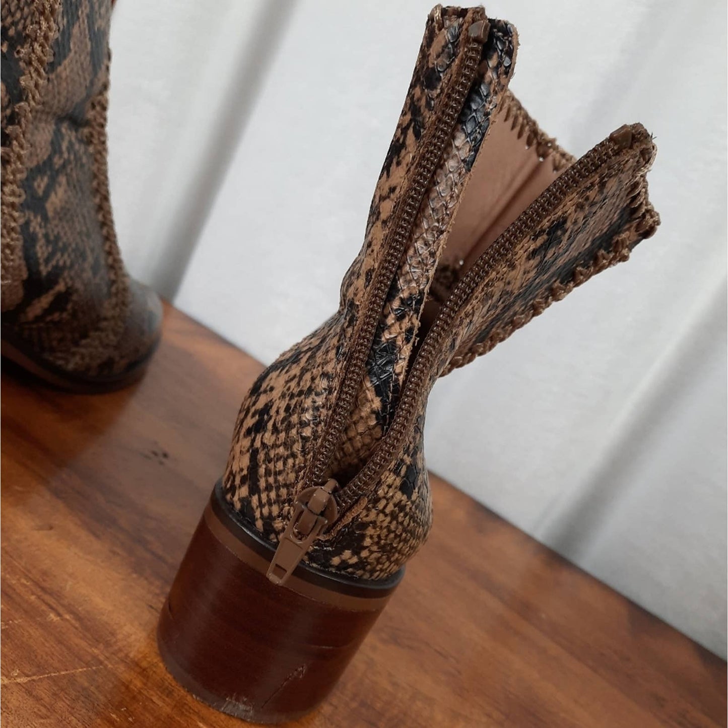 Chelsea & Violet Genuine Leather Snakeskin Boots