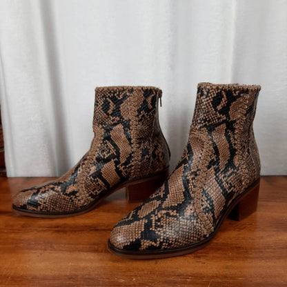 Chelsea & Violet Genuine Leather Snakeskin Boots