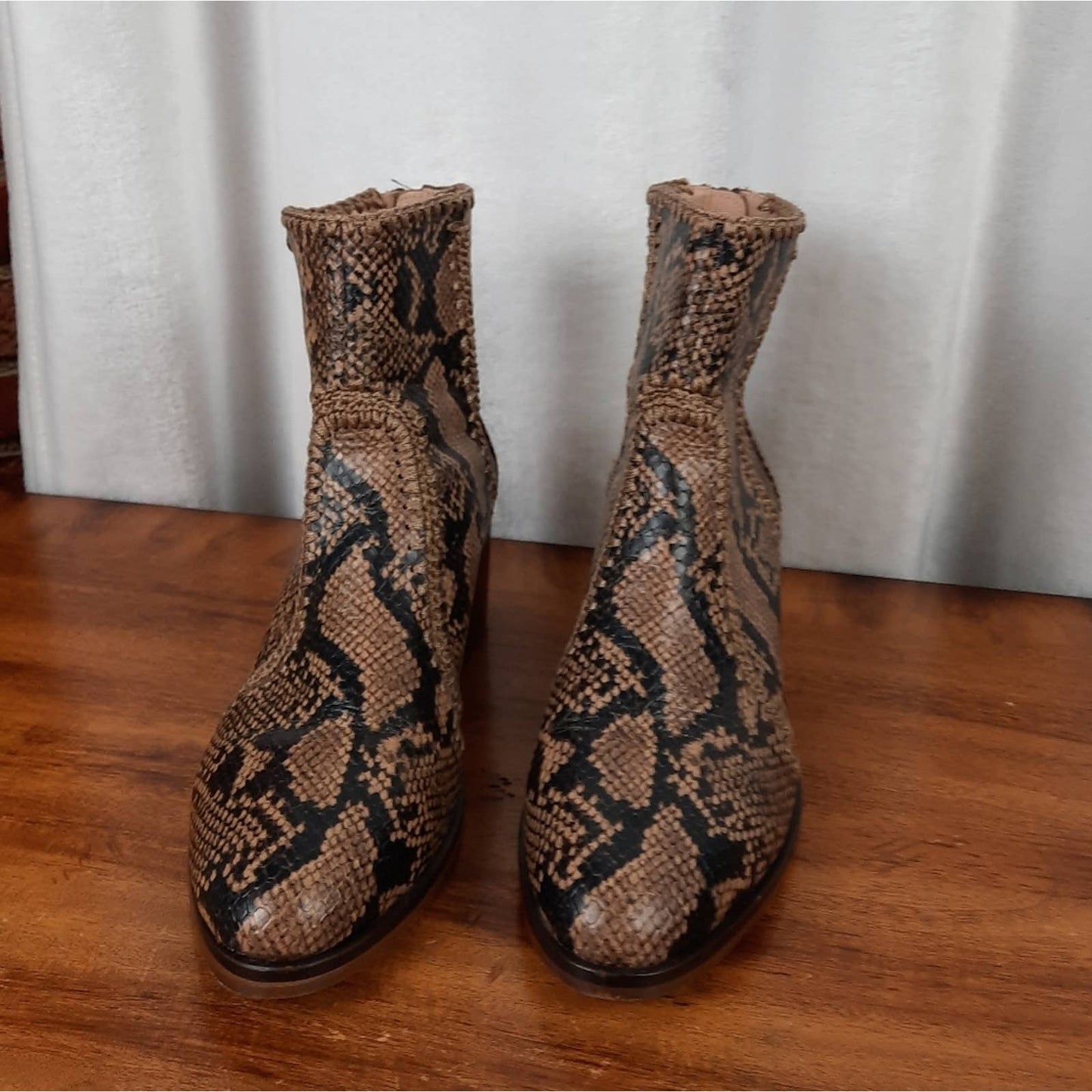 Chelsea & Violet Genuine Leather Snakeskin Boots