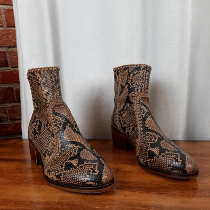 Chelsea & Violet Genuine Leather Snakeskin Boots