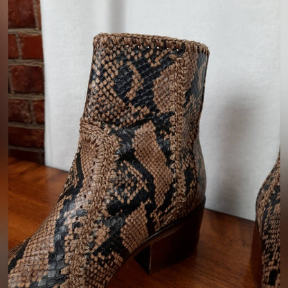 Chelsea & Violet Genuine Leather Snakeskin Boots