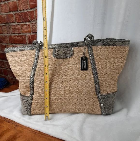 COACH Straw and Python Tote Bag