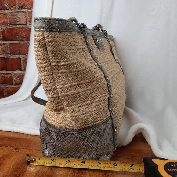 COACH Straw and Python Tote Bag